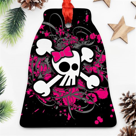 Girly Skull & Crossbones Bell Ornament (Two Sides) from ArtsNow.com Back