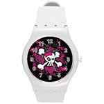 Girly Skull & Crossbones Round Plastic Sport Watch (M)