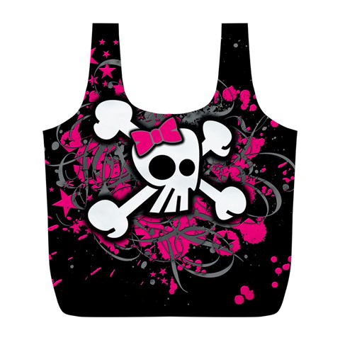 Girly Skull & Crossbones Full Print Recycle Bag (L) from ArtsNow.com Back