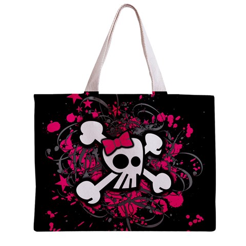 Girly Skull & Crossbones Zipper Mini Tote Bag from ArtsNow.com Back