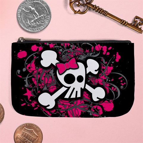 Girly Skull & Crossbones Large Coin Purse from ArtsNow.com Front