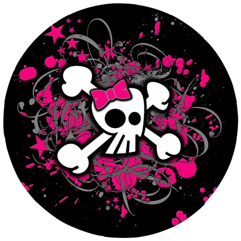 Girly Skull & Crossbones Wooden Puzzle Round from ArtsNow.com Front