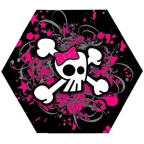 Girly Skull & Crossbones Wooden Puzzle Hexagon from ArtsNow.com Front