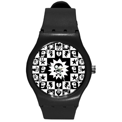 Gothic Punk Skull Round Plastic Sport Watch (M) from ArtsNow.com Front