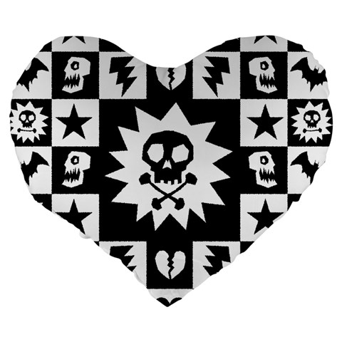 Gothic Punk Skull Large 19  Premium Heart Shape Cushion from ArtsNow.com Back