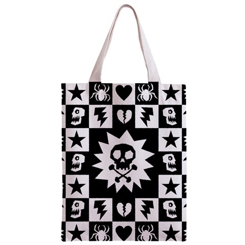 Gothic Punk Skull Zipper Classic Tote Bag from ArtsNow.com Front