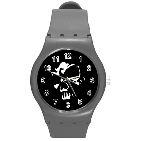 Gothic Skull Round Plastic Sport Watch (M) from ArtsNow.com Front