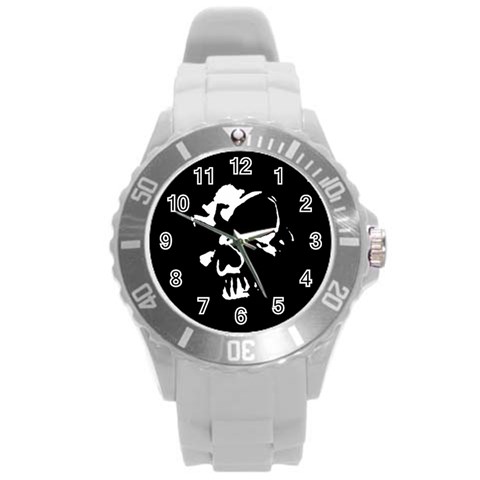 Gothic Skull Round Plastic Sport Watch (L) from ArtsNow.com Front