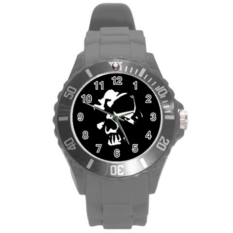 Gothic Skull Round Plastic Sport Watch (L) from ArtsNow.com Front