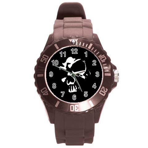 Gothic Skull Round Plastic Sport Watch (L) from ArtsNow.com Front