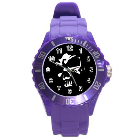 Gothic Skull Round Plastic Sport Watch (L) from ArtsNow.com Front