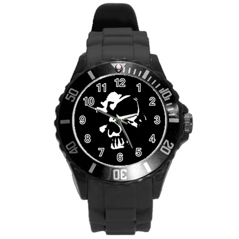 Gothic Skull Round Plastic Sport Watch (L) from ArtsNow.com Front