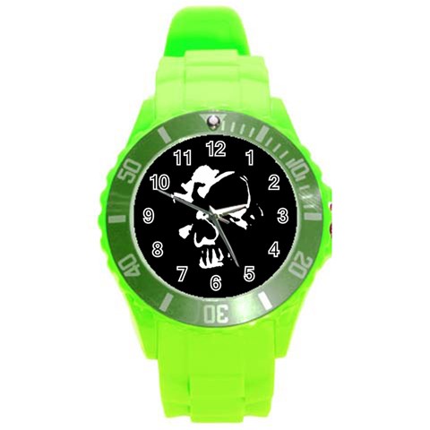 Gothic Skull Round Plastic Sport Watch (L) from ArtsNow.com Front