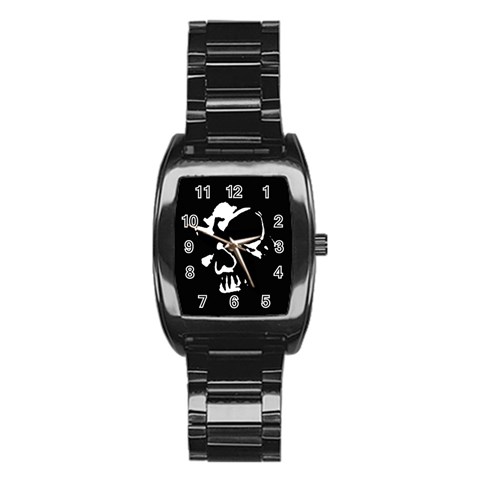 Gothic Skull Stainless Steel Barrel Watch from ArtsNow.com Front