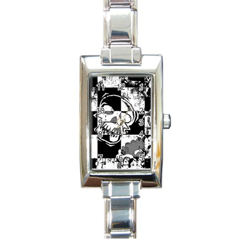 Grunge Skull Rectangle Italian Charm Watch from ArtsNow.com Front