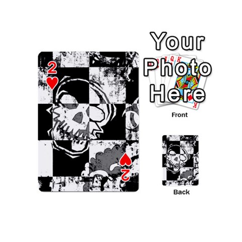 Grunge Skull Playing Cards 54 Designs (Mini) from ArtsNow.com Front - Heart2