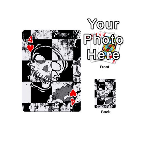 Grunge Skull Playing Cards 54 Designs (Mini) from ArtsNow.com Front - Heart4