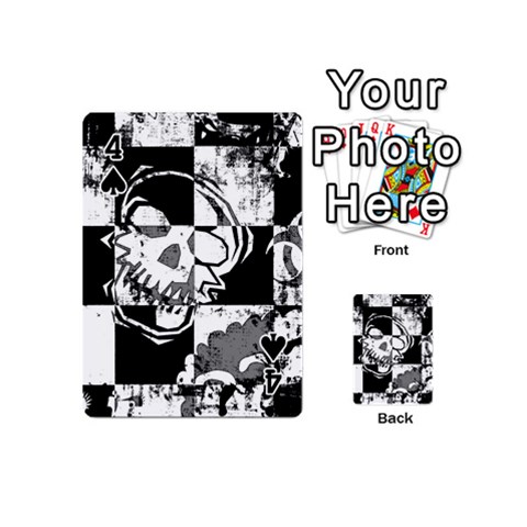 Grunge Skull Playing Cards 54 Designs (Mini) from ArtsNow.com Front - Spade4