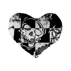 Grunge Skull Standard 16  Premium Heart Shape Cushion  from ArtsNow.com Front