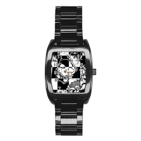 Grunge Skull Stainless Steel Barrel Watch from ArtsNow.com Front