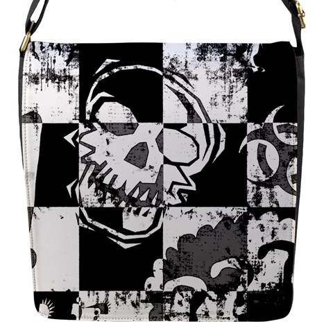 Grunge Skull Flap Closure Messenger Bag (S) from ArtsNow.com Front