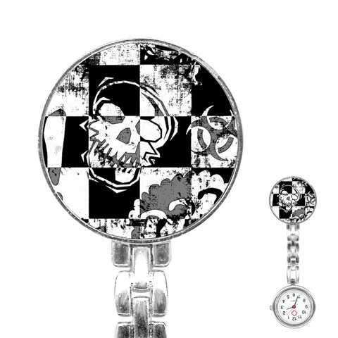 Grunge Skull Stainless Steel Nurses Watch from ArtsNow.com Front