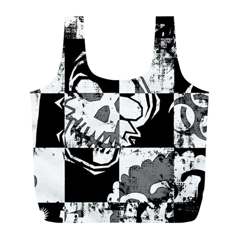 Grunge Skull Full Print Recycle Bag (L) from ArtsNow.com Front