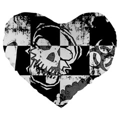 Grunge Skull Large 19  Premium Flano Heart Shape Cushion from ArtsNow.com Front