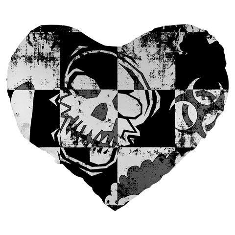 Grunge Skull Large 19  Premium Flano Heart Shape Cushion from ArtsNow.com Back