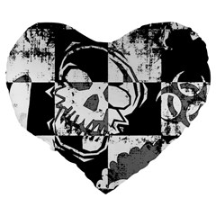 Grunge Skull Large 19  Premium Flano Heart Shape Cushion from ArtsNow.com Back