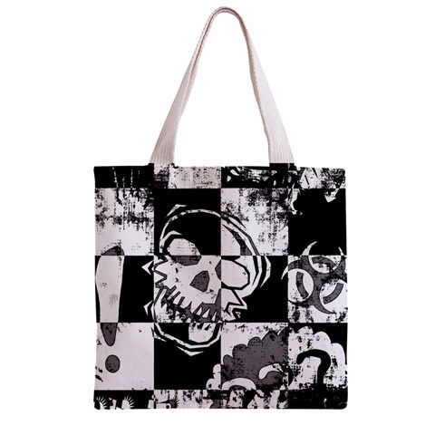 Grunge Skull Zipper Grocery Tote Bag from ArtsNow.com Front