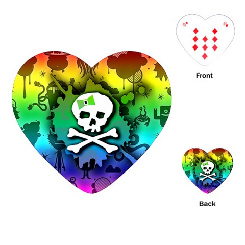 Kawaii Rainbow Skull Playing Cards Single Design (Heart) from ArtsNow.com Front