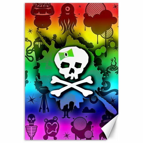 Kawaii Rainbow Skull Canvas 12  x 18  from ArtsNow.com 11.88 x17.36  Canvas - 1