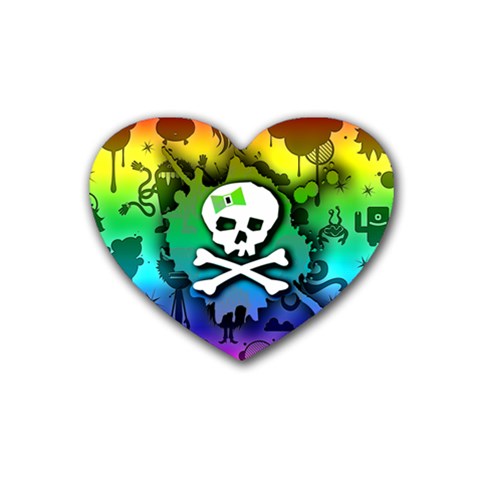 Kawaii Rainbow Skull Rubber Heart Coaster (4 pack) from ArtsNow.com Front