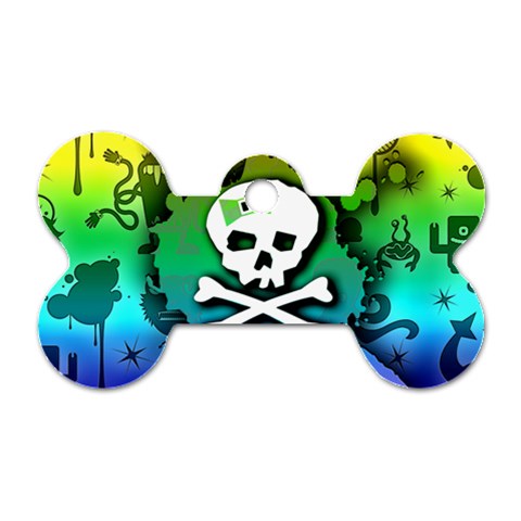 Kawaii Rainbow Skull Dog Tag Bone (One Side) from ArtsNow.com Front