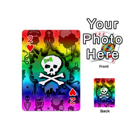 Kawaii Rainbow Skull Playing Cards 54 Designs (Mini) from ArtsNow.com Front - Heart2