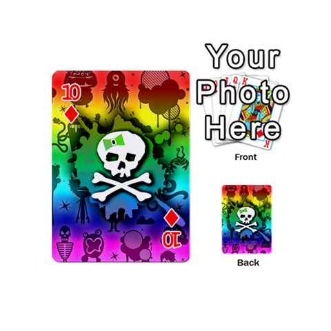 Kawaii Rainbow Skull Playing Cards 54 Designs (Mini) from ArtsNow.com Front - Diamond10