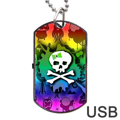 Kawaii Rainbow Skull Dog Tag USB Flash (One Side) from ArtsNow.com Front