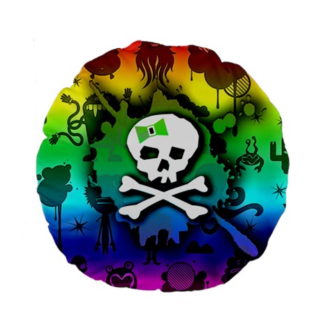 Kawaii Rainbow Skull Standard 15  Premium Round Cushion  from ArtsNow.com Back