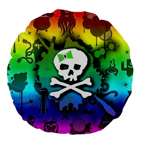 Kawaii Rainbow Skull Large 18  Premium Round Cushion  from ArtsNow.com Back