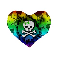 Kawaii Rainbow Skull Standard 16  Premium Heart Shape Cushion  from ArtsNow.com Front