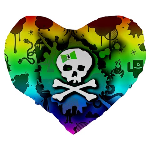 Kawaii Rainbow Skull Large 19  Premium Heart Shape Cushion from ArtsNow.com Back