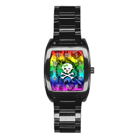 Kawaii Rainbow Skull Stainless Steel Barrel Watch from ArtsNow.com Front