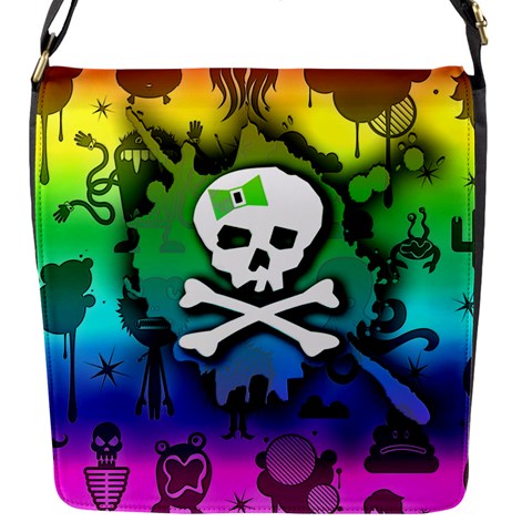 Kawaii Rainbow Skull Flap Closure Messenger Bag (S) from ArtsNow.com Front