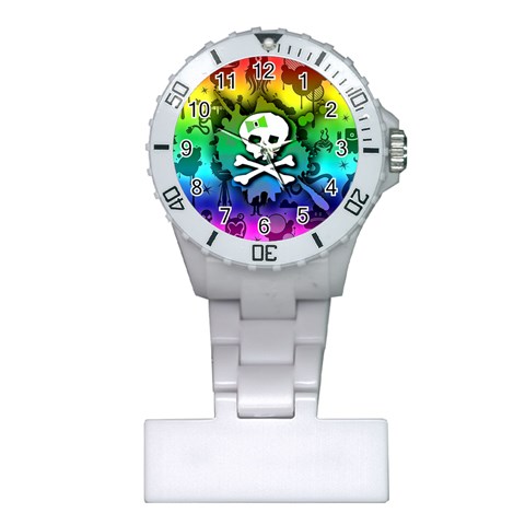 Kawaii Rainbow Skull Plastic Nurses Watch from ArtsNow.com Front