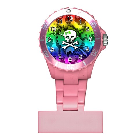 Kawaii Rainbow Skull Plastic Nurses Watch from ArtsNow.com Front