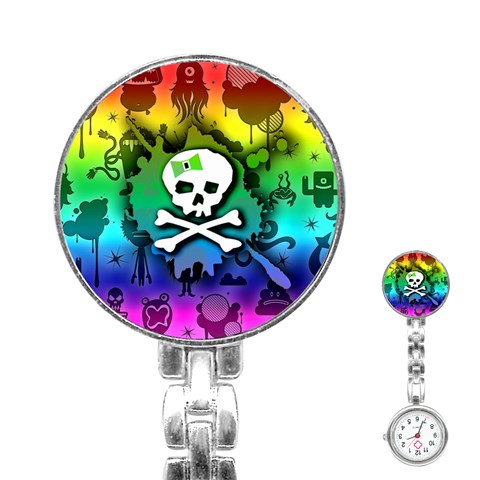 Kawaii Rainbow Skull Stainless Steel Nurses Watch from ArtsNow.com Front