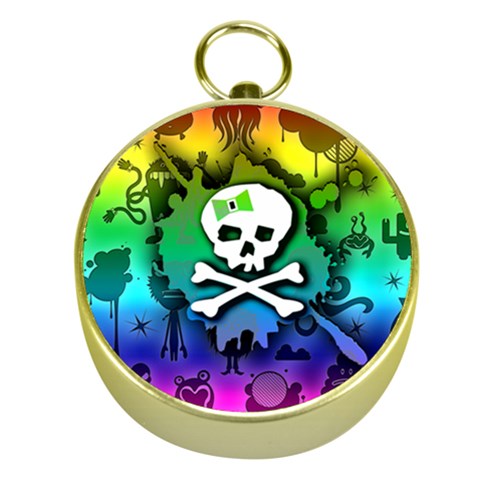 Kawaii Rainbow Skull Gold Compass from ArtsNow.com Front