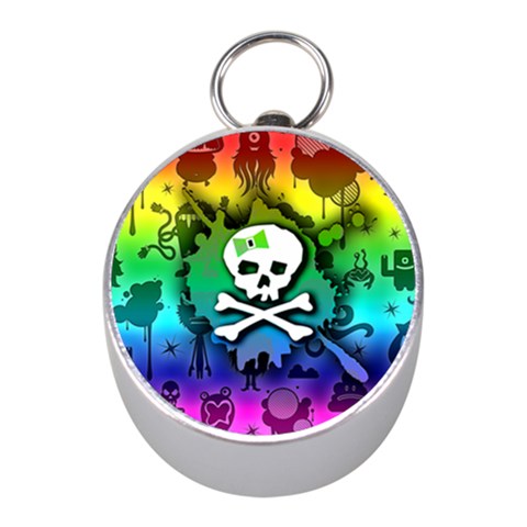 Kawaii Rainbow Skull Silver Compass (Mini) from ArtsNow.com Front