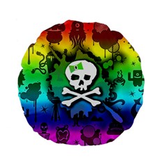 Kawaii Rainbow Skull Standard 15  Premium Flano Round Cushion  from ArtsNow.com Back